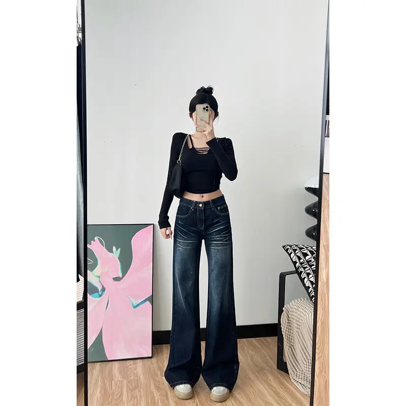 Dark Blue Wide Leg Jeans for Tall Women 175cm — feature 1