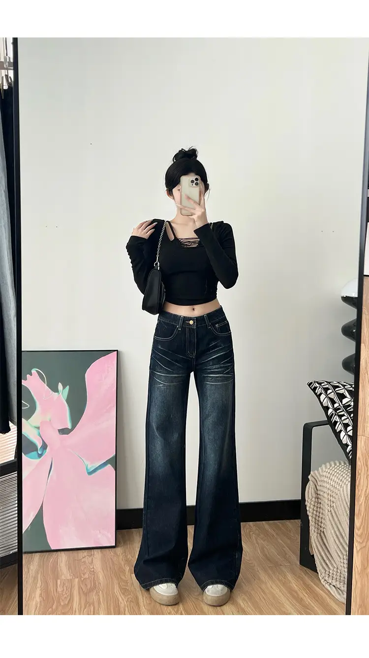 Dark Blue Wide Leg Jeans for Tall Women 175cm — feature 10