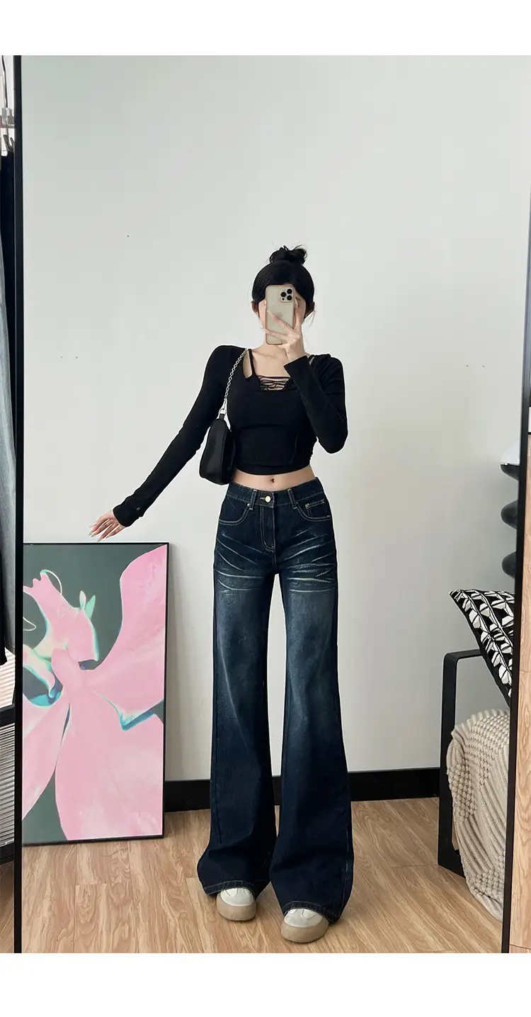 Dark Blue Wide Leg Jeans for Tall Women 175cm — feature 11
