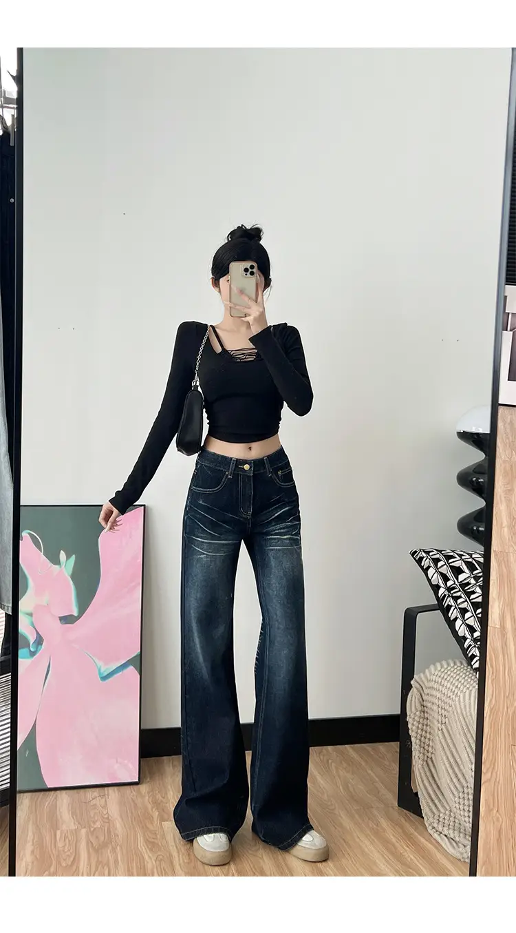 Dark Blue Wide Leg Jeans for Tall Women 175cm — feature 12