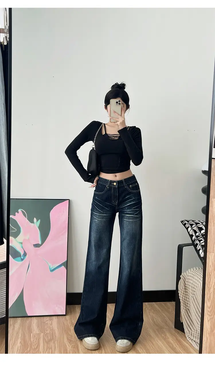 Dark Blue Wide Leg Jeans for Tall Women 175cm — feature 4