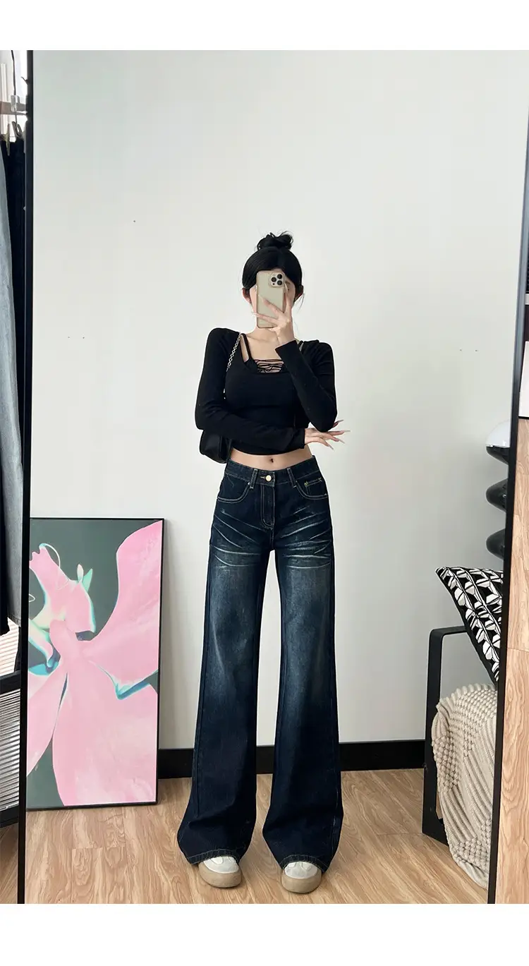 Dark Blue Wide Leg Jeans for Tall Women 175cm — feature 5