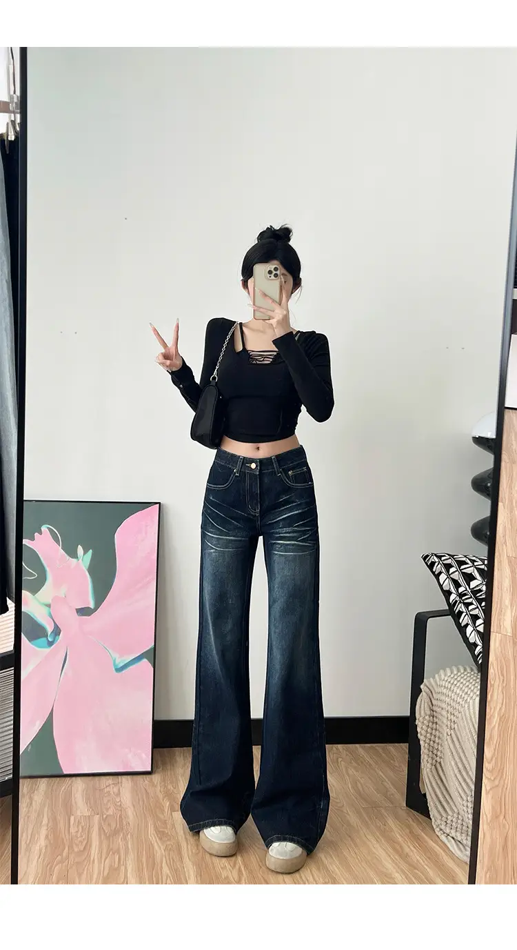 Dark Blue Wide Leg Jeans for Tall Women 175cm — feature 6