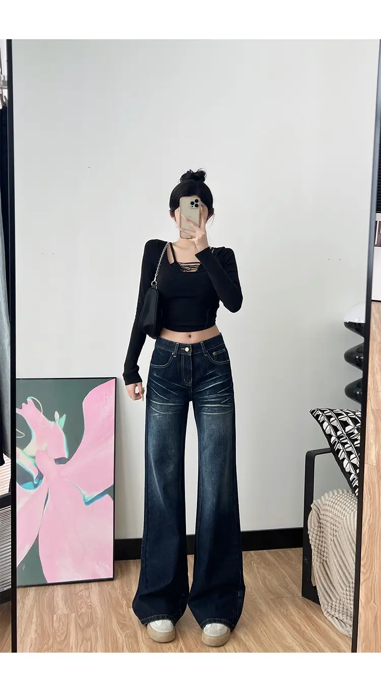 Dark Blue Wide Leg Jeans for Tall Women 175cm — feature 7
