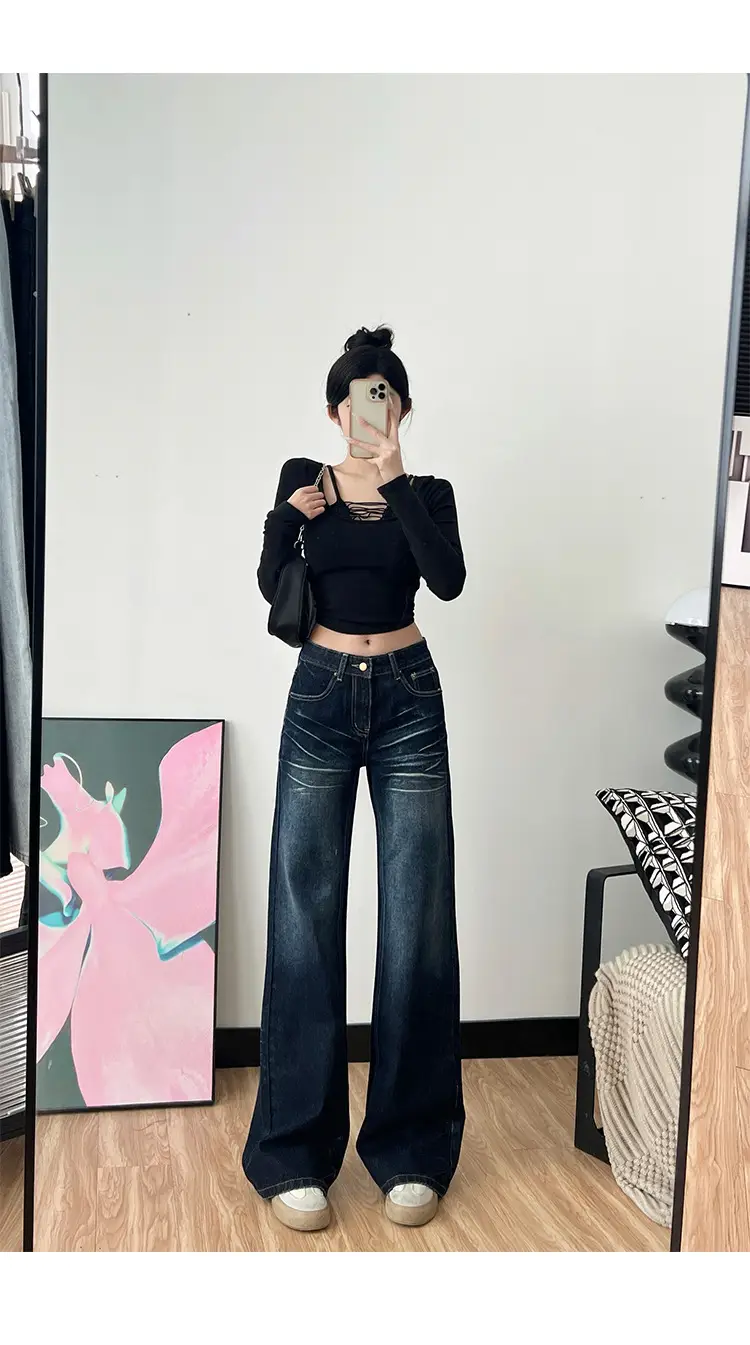 Dark Blue Wide Leg Jeans for Tall Women 175cm — feature 8