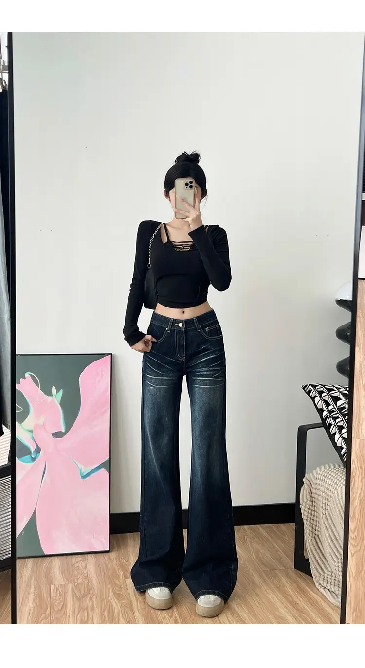 Dark Blue Wide Leg Jeans for Tall Women 175cm — feature 9