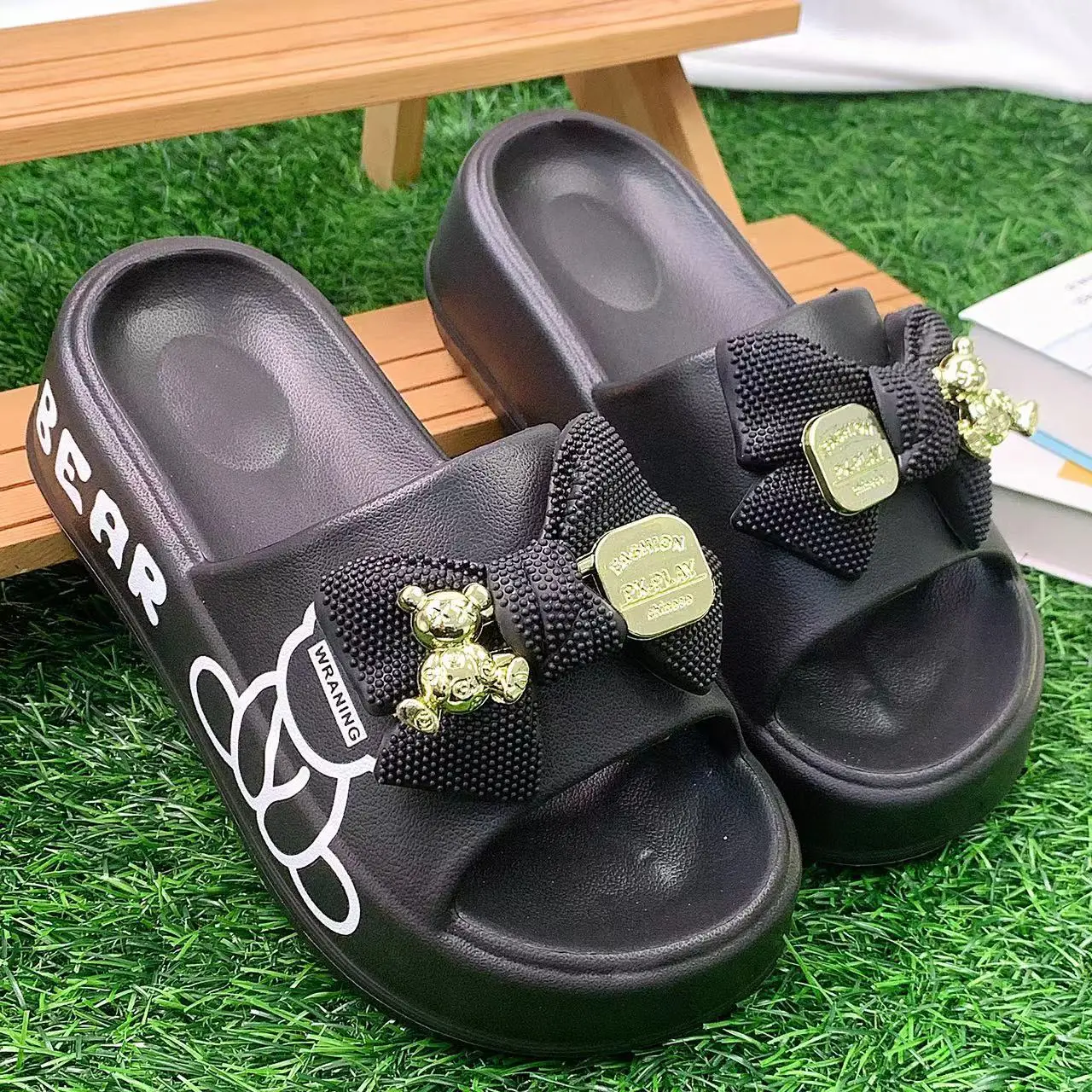 Women's White Bear Bow EVA Slippers Spring Summer — feature 6