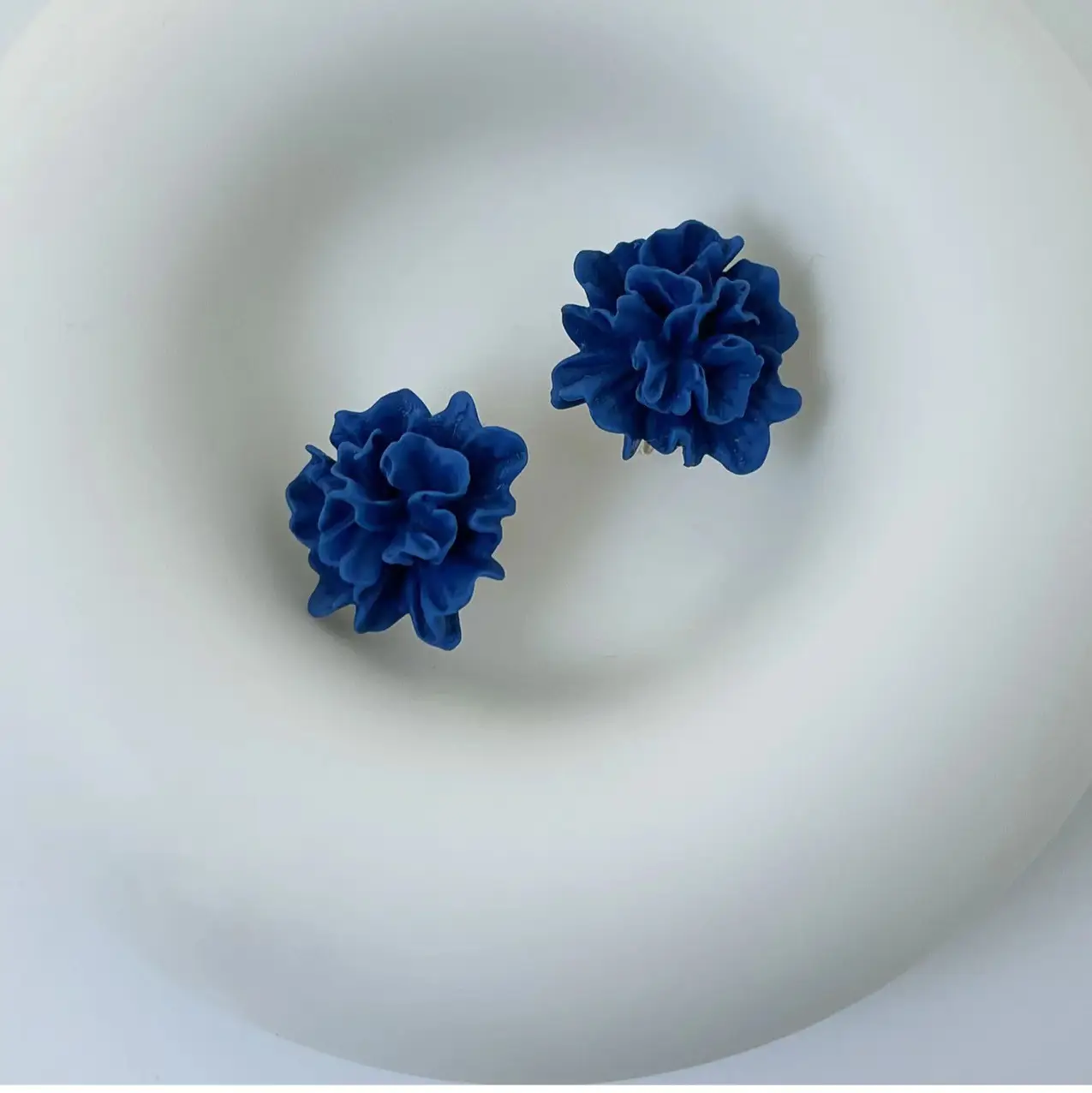 Blue 3D Pleated Flower Earrings for Women — feature 7