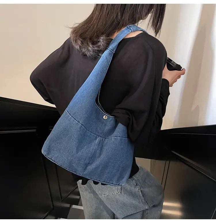 Women Denim Shoulder Bag Commuter Light Blue — feature 16