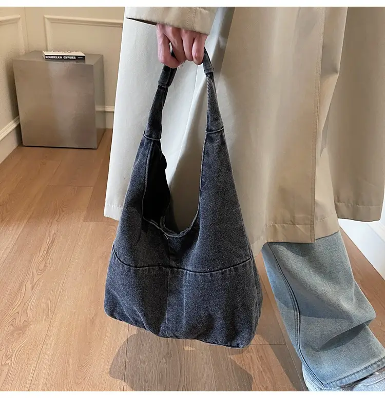 Women Denim Shoulder Bag Commuter Light Blue — feature 22