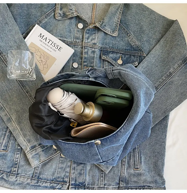 Women Denim Shoulder Bag Commuter Light Blue — feature 6