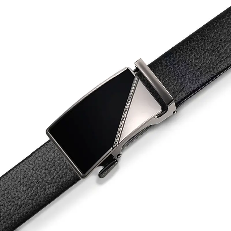 Men's Black Cowhide Belt with Silver Buckle - Image 3