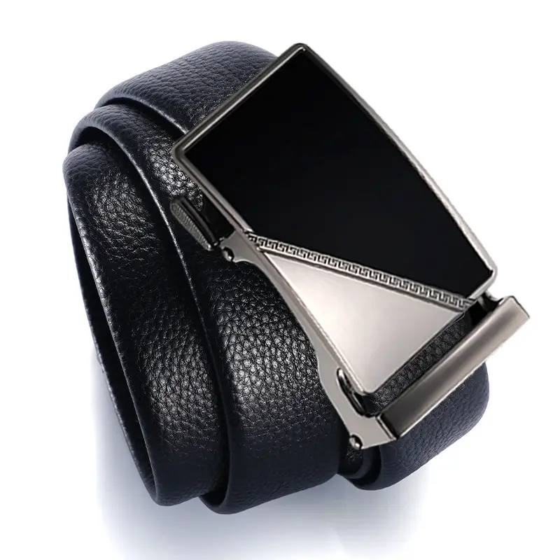 Men's Black Cowhide Belt with Silver Buckle - Image 4