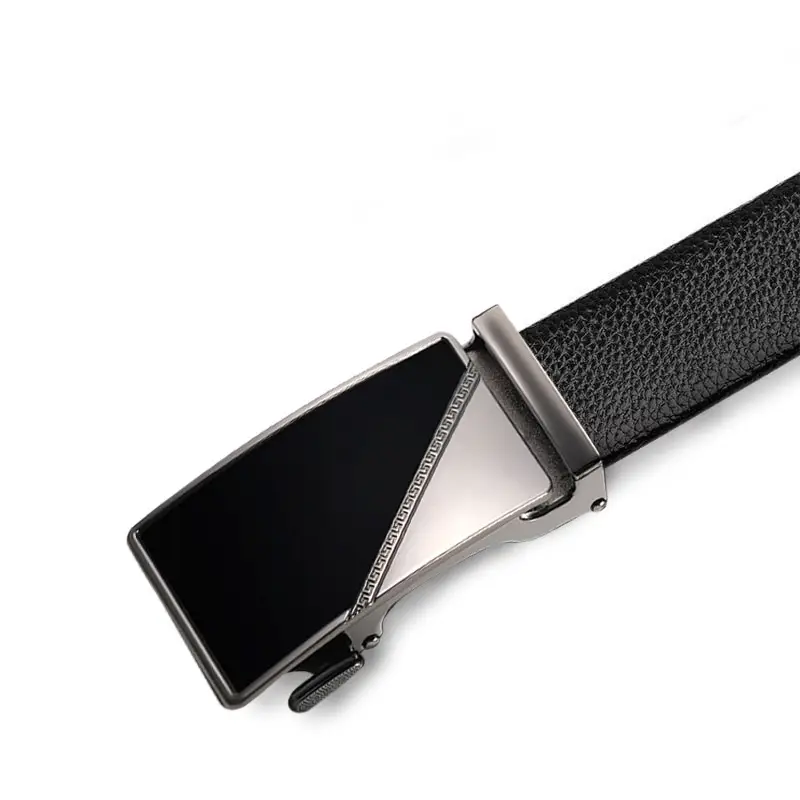 Men's Black Cowhide Belt with Silver Buckle - Image 5