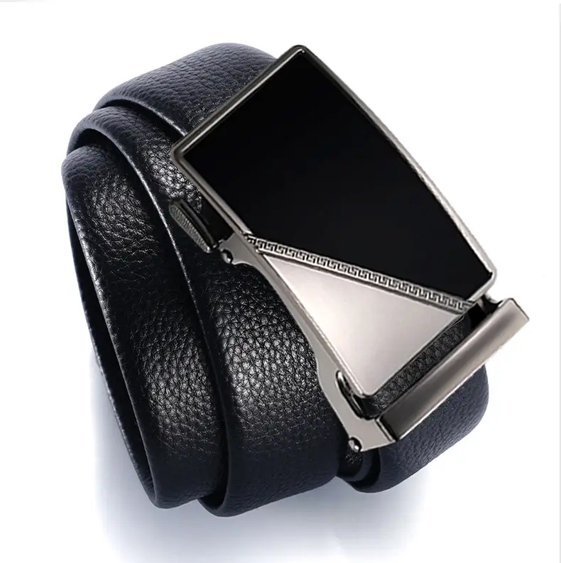 Men's Black Cowhide Belt with Silver Buckle — feature 11