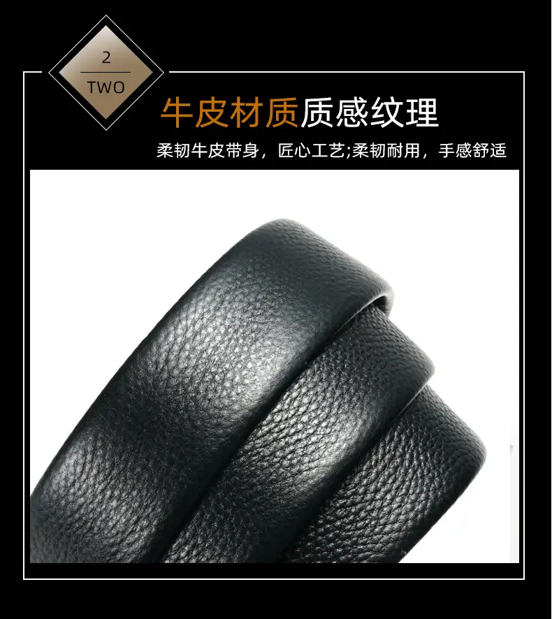 Men's Black Cowhide Belt with Silver Buckle — feature 8