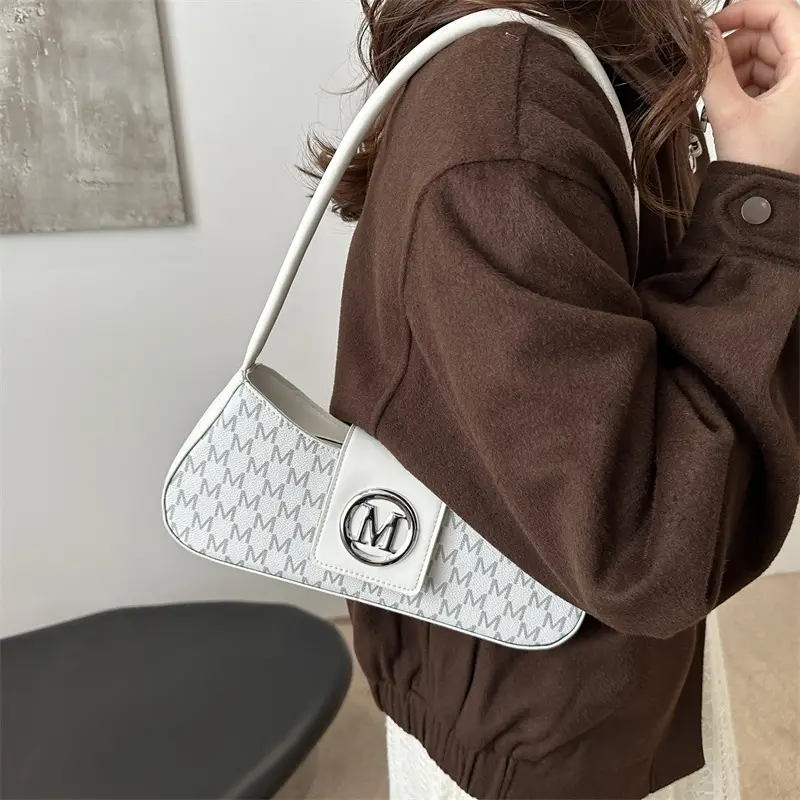 Korean Style Women's Letter Printed Shoulder Bag Brown - Image 6