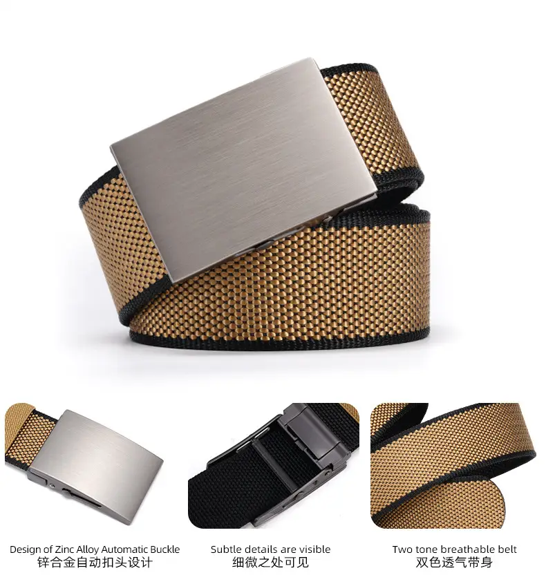 Men's Automatic Buckle Belt with Gold Mesh Strap — feature 13