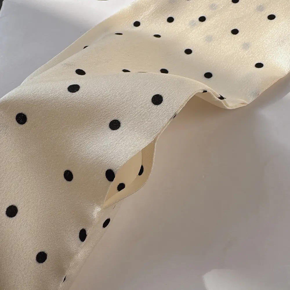 Black Silk Scarf with White Dot Pattern for Women — feature 12