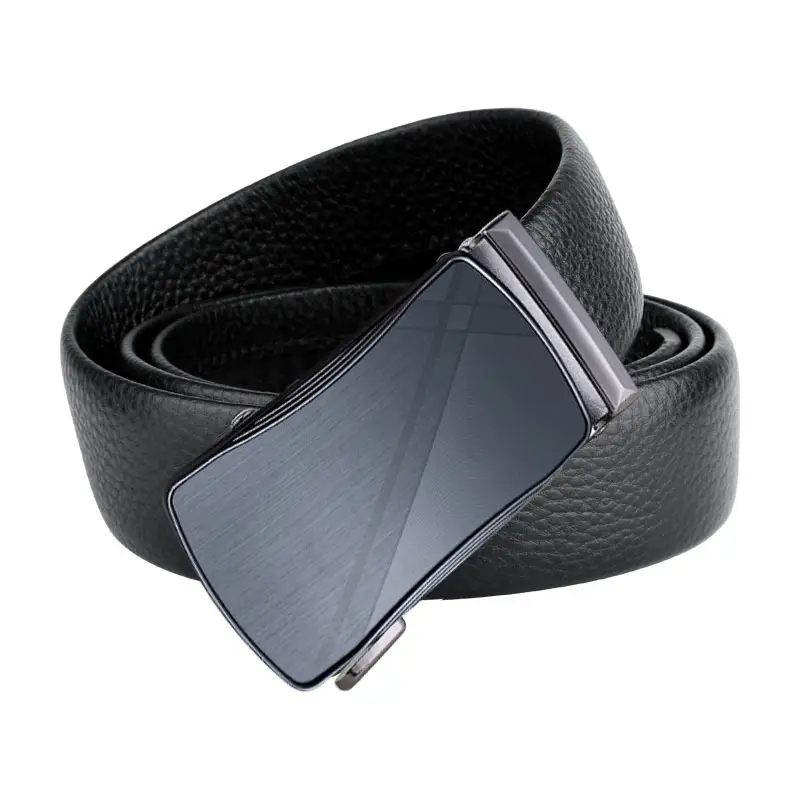 Men's Genuine Leather Automatic Buckle Belt Black - Image 2
