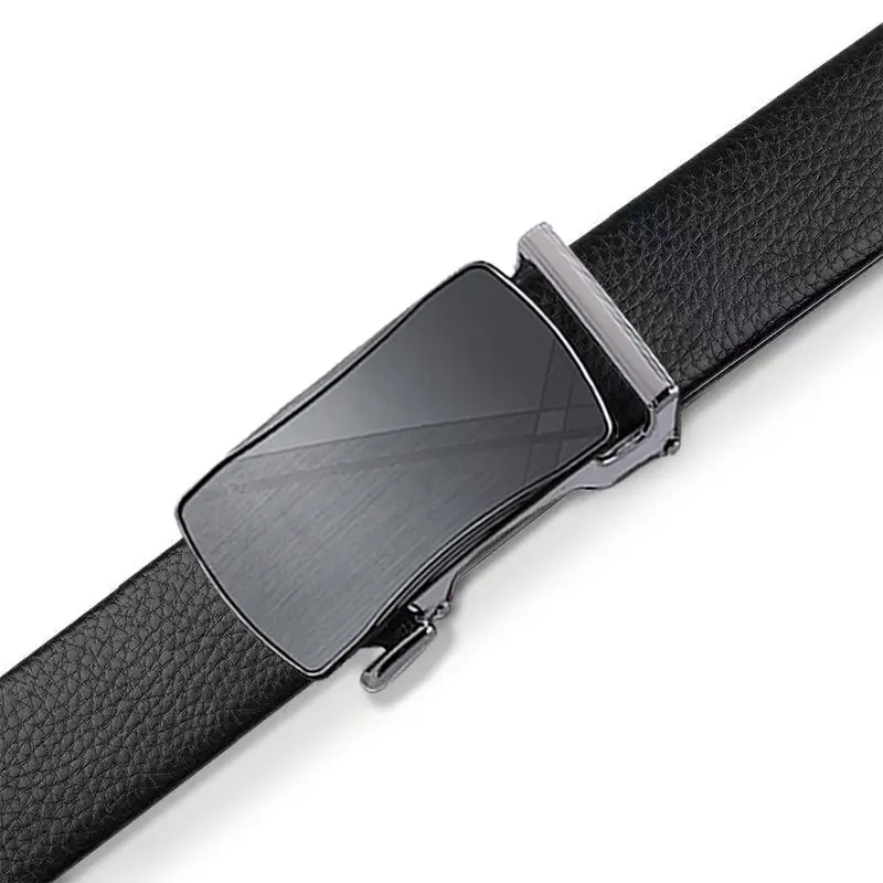 Men's Genuine Leather Automatic Buckle Belt Black - Image 3