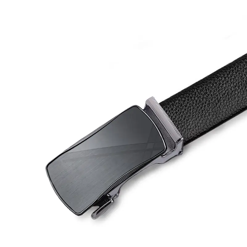 Men's Genuine Leather Automatic Buckle Belt Black - Image 5