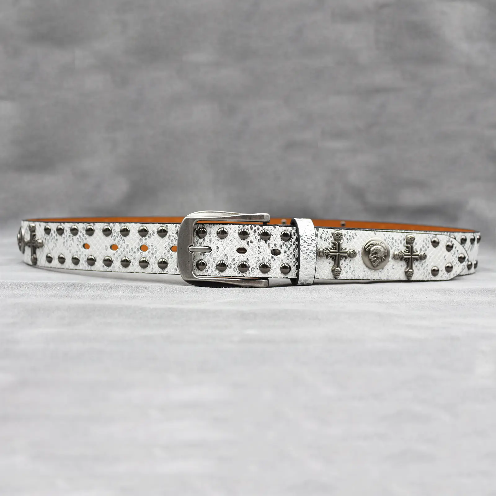 Black Cross Skull Rivet Belt for Men Women Wholesale — feature 12