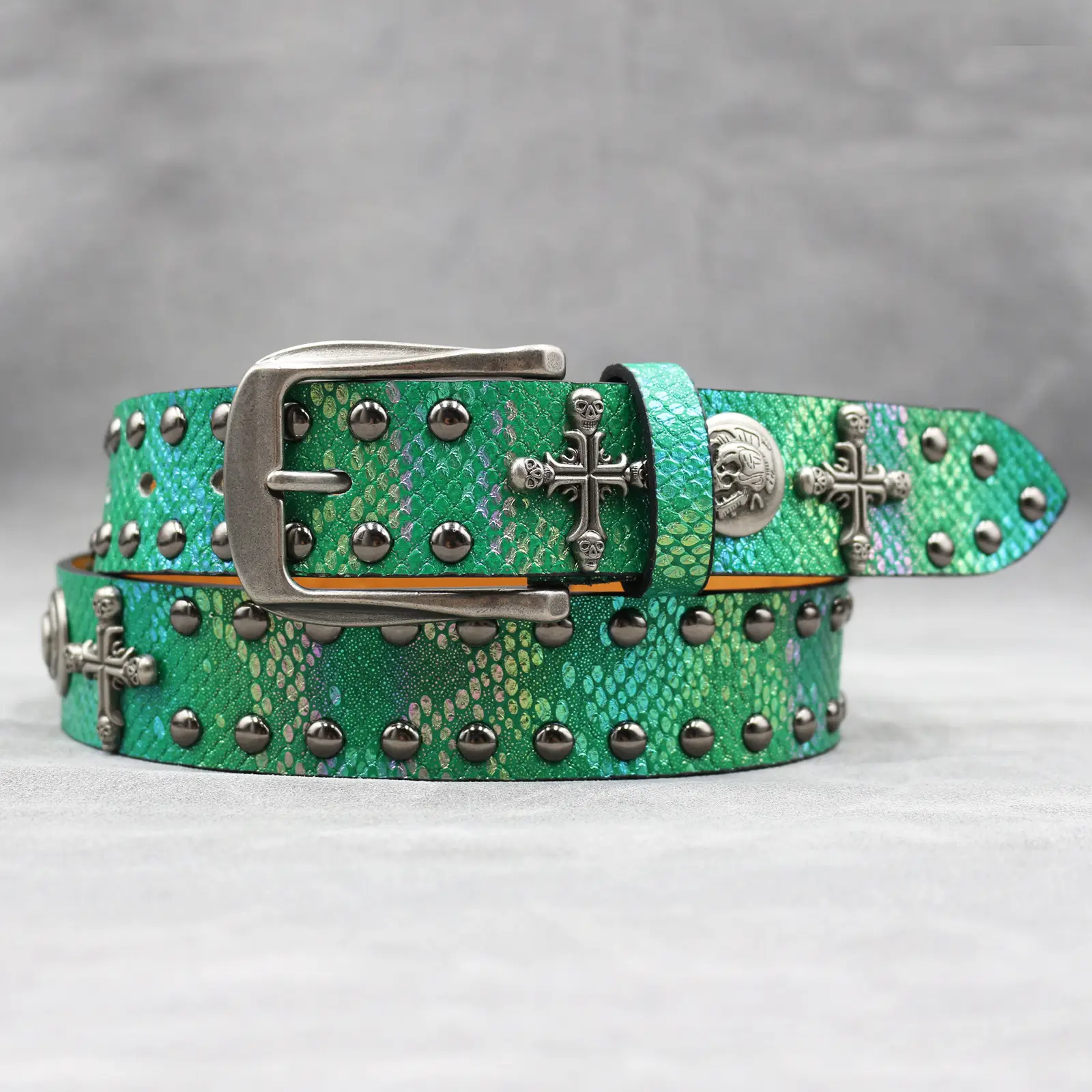 Black Cross Skull Rivet Belt for Men Women Wholesale — feature 20