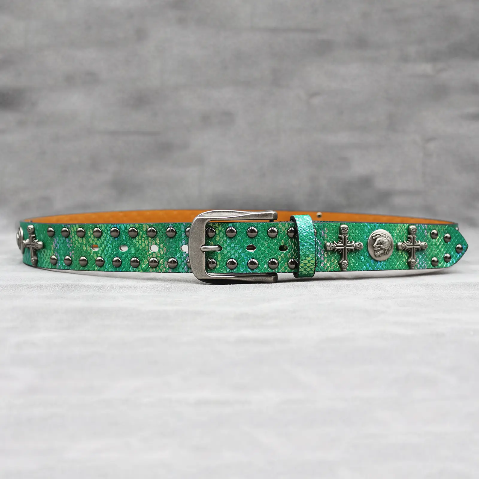 Black Cross Skull Rivet Belt for Men Women Wholesale — feature 24