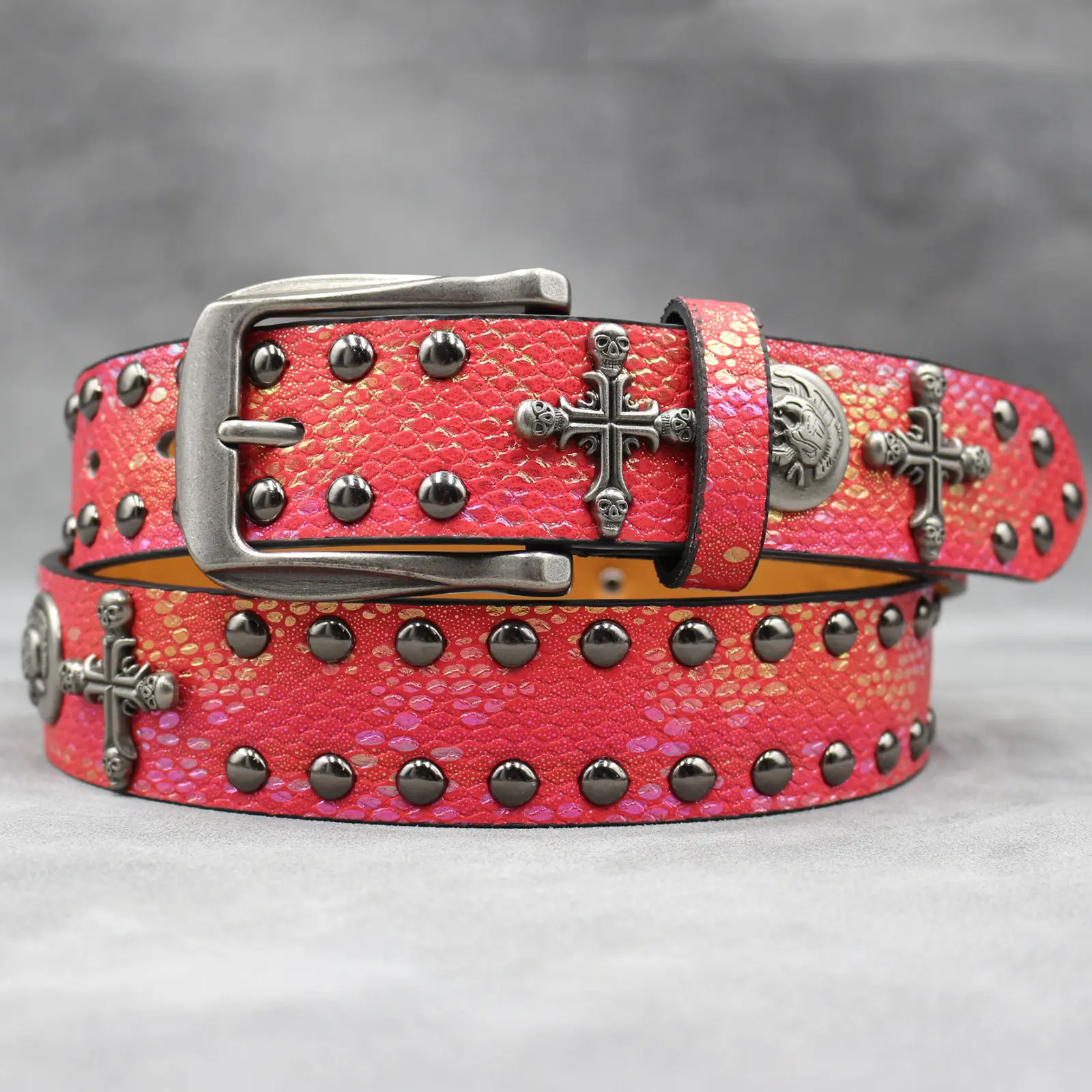 Black Cross Skull Rivet Belt for Men Women Wholesale — feature 26