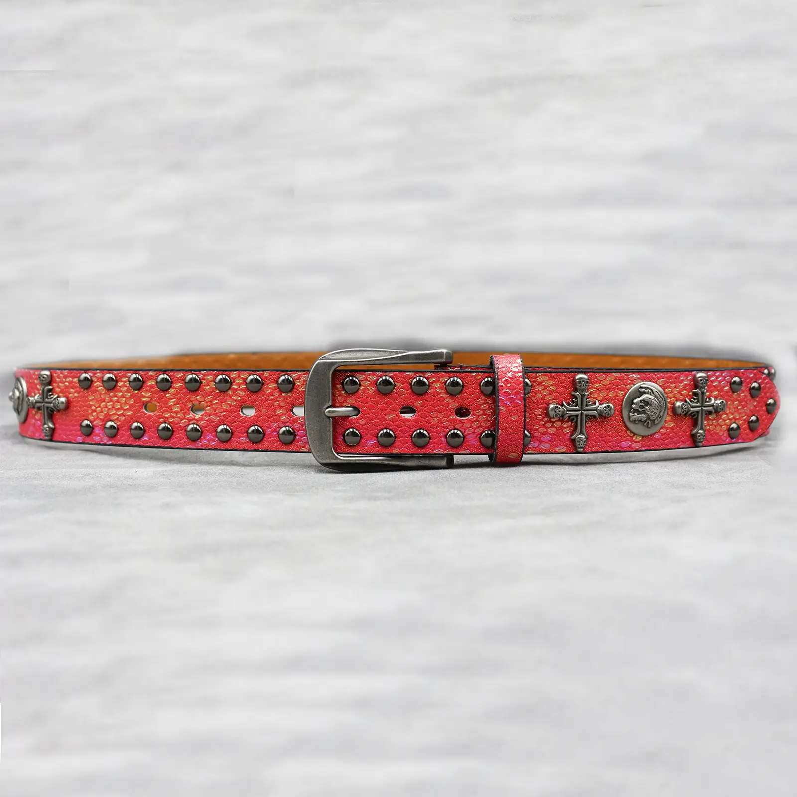 Black Cross Skull Rivet Belt for Men Women Wholesale — feature 30