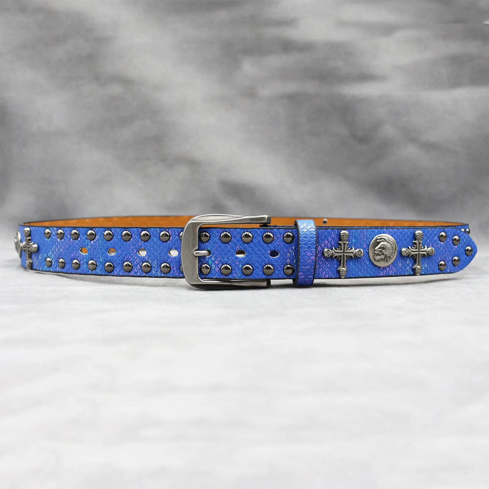 Black Cross Skull Rivet Belt for Men Women Wholesale — feature 36