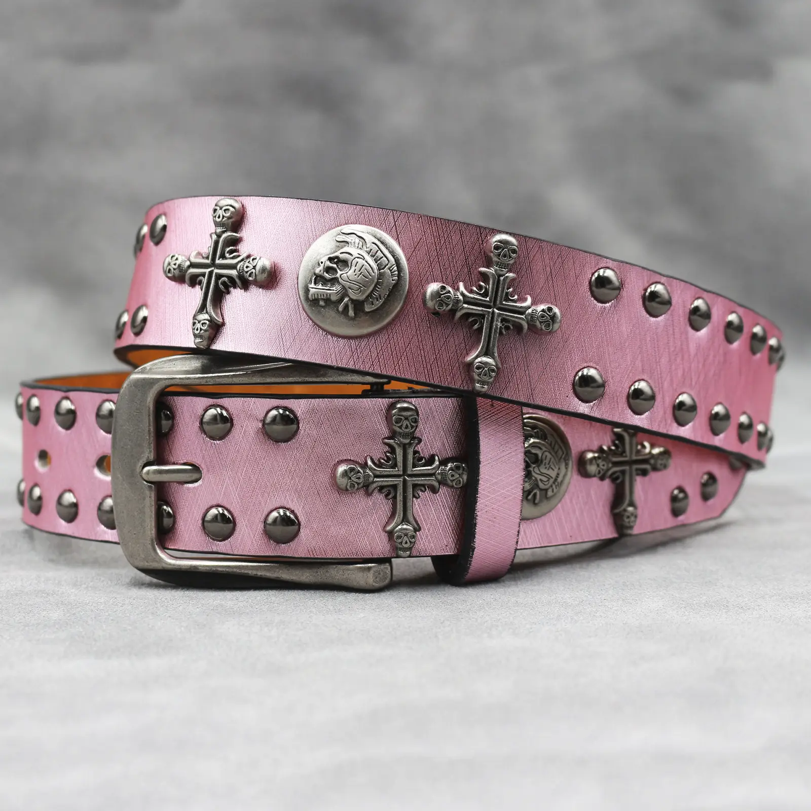 Black Cross Skull Rivet Belt for Men Women Wholesale — feature 37