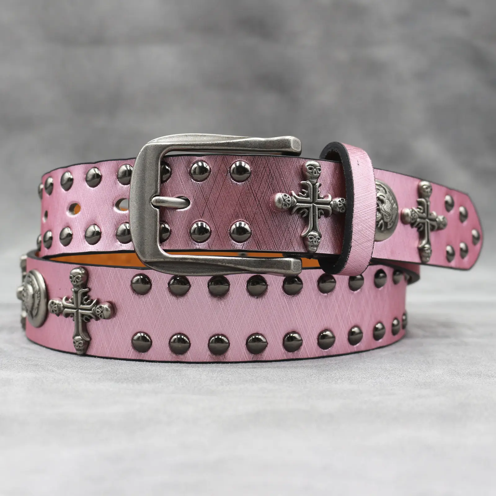 Black Cross Skull Rivet Belt for Men Women Wholesale — feature 38