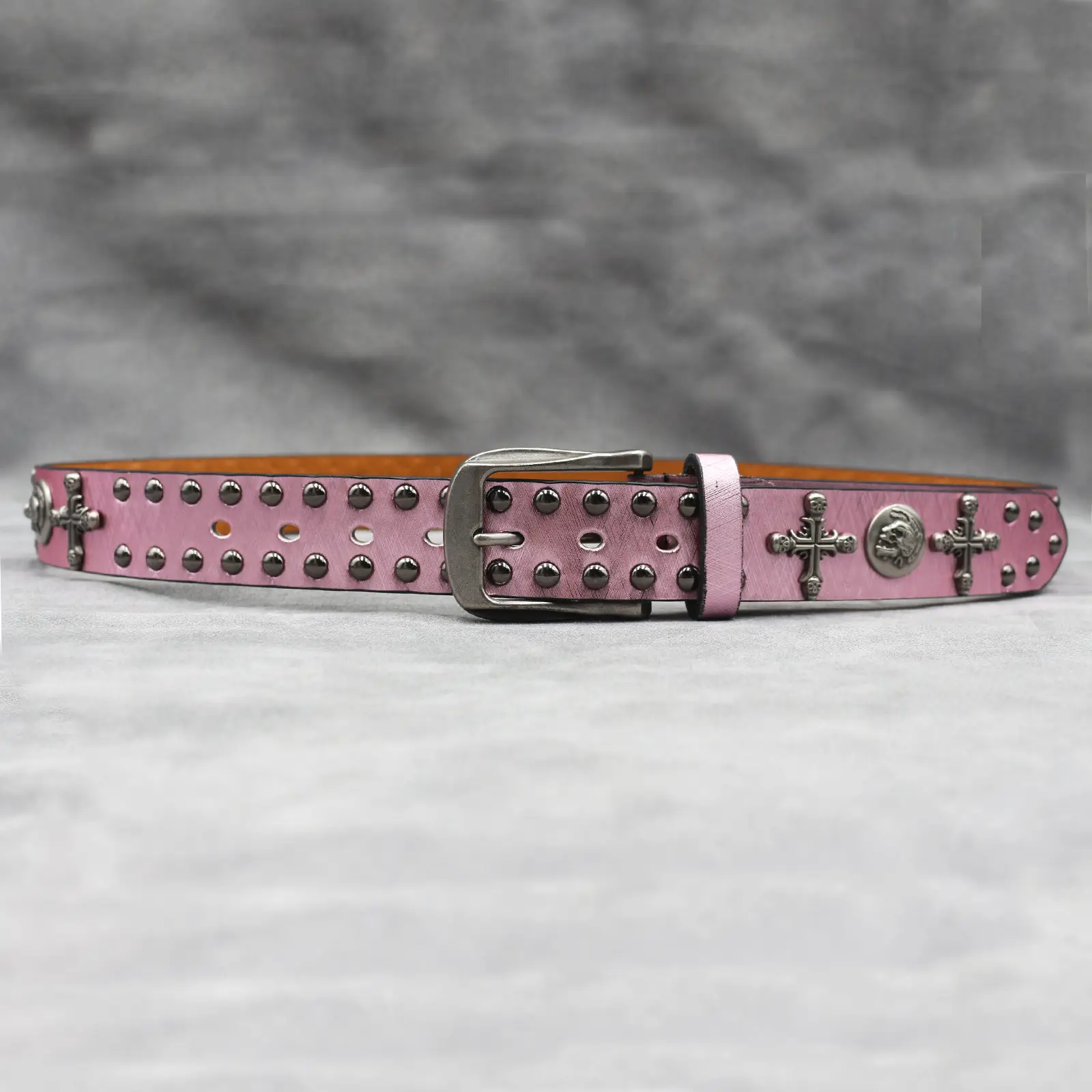 Black Cross Skull Rivet Belt for Men Women Wholesale — feature 42