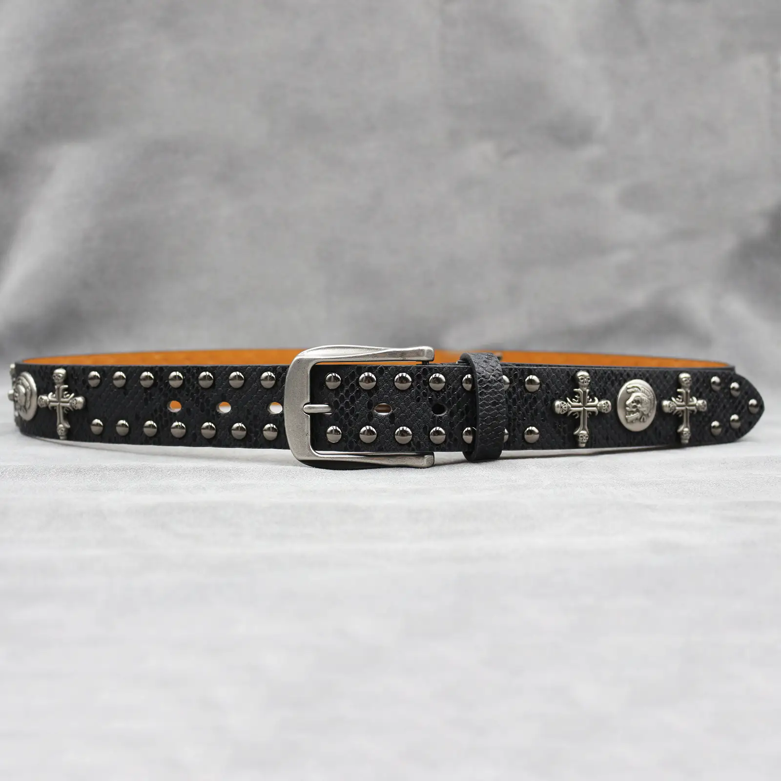 Black Cross Skull Rivet Belt for Men Women Wholesale — feature 6