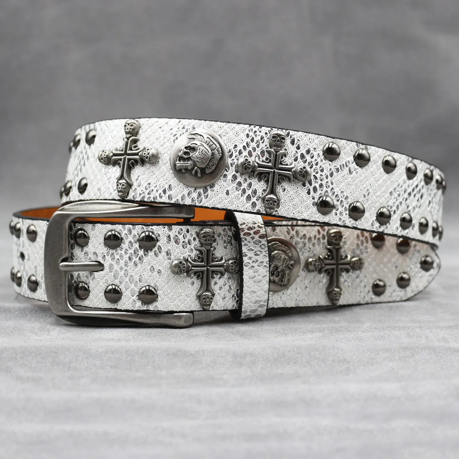 Black Cross Skull Rivet Belt for Men Women Wholesale — feature 7