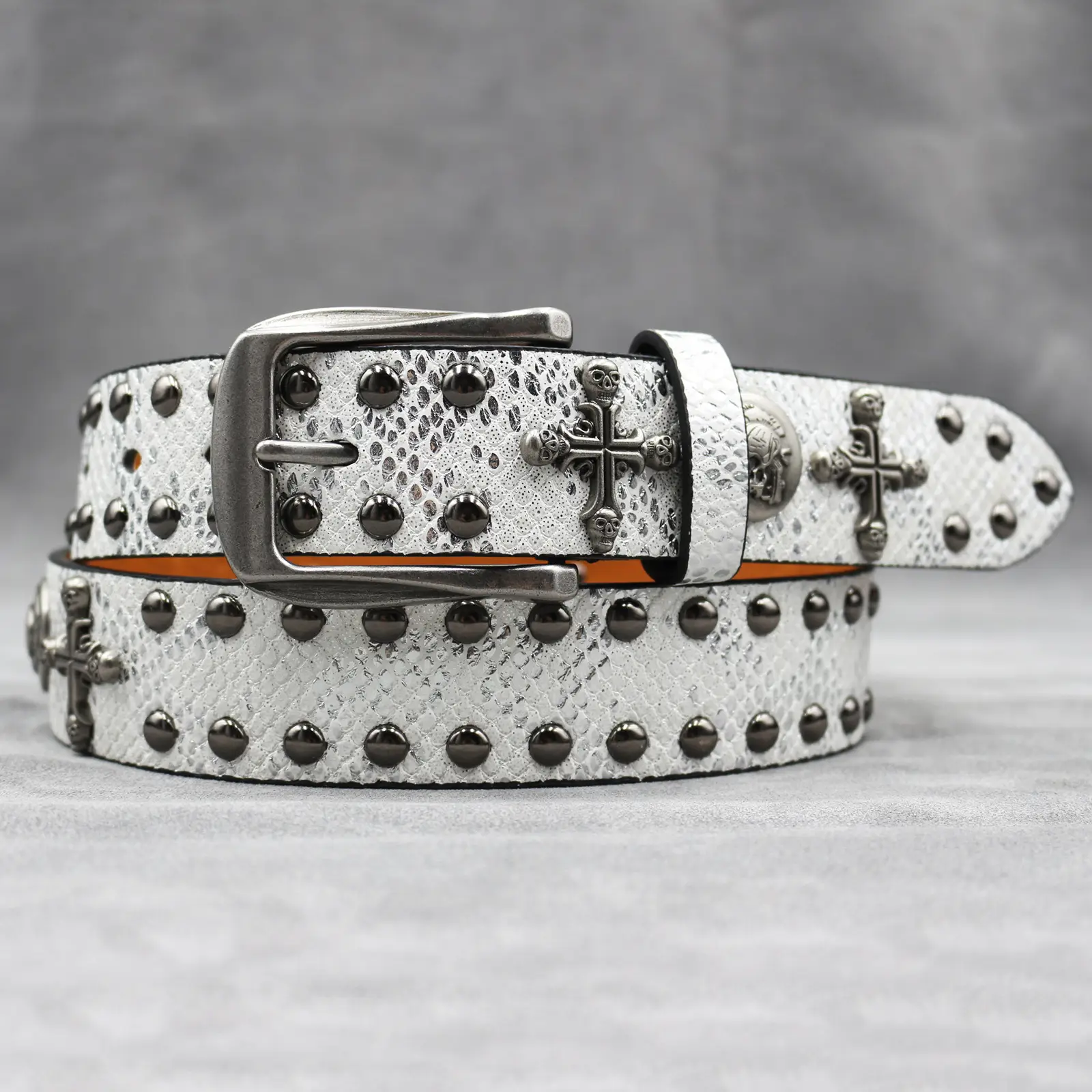 Black Cross Skull Rivet Belt for Men Women Wholesale — feature 8