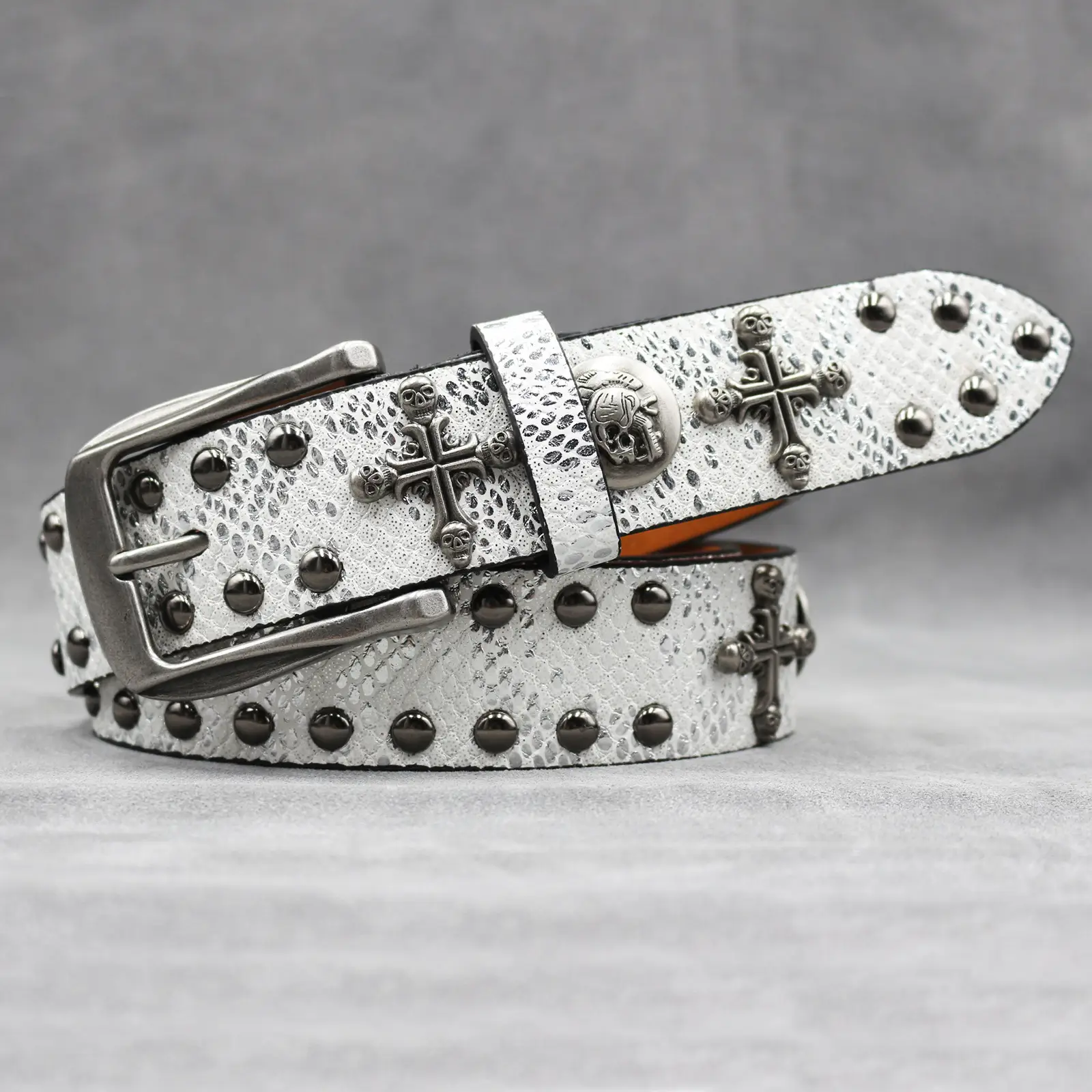 Black Cross Skull Rivet Belt for Men Women Wholesale — feature 9