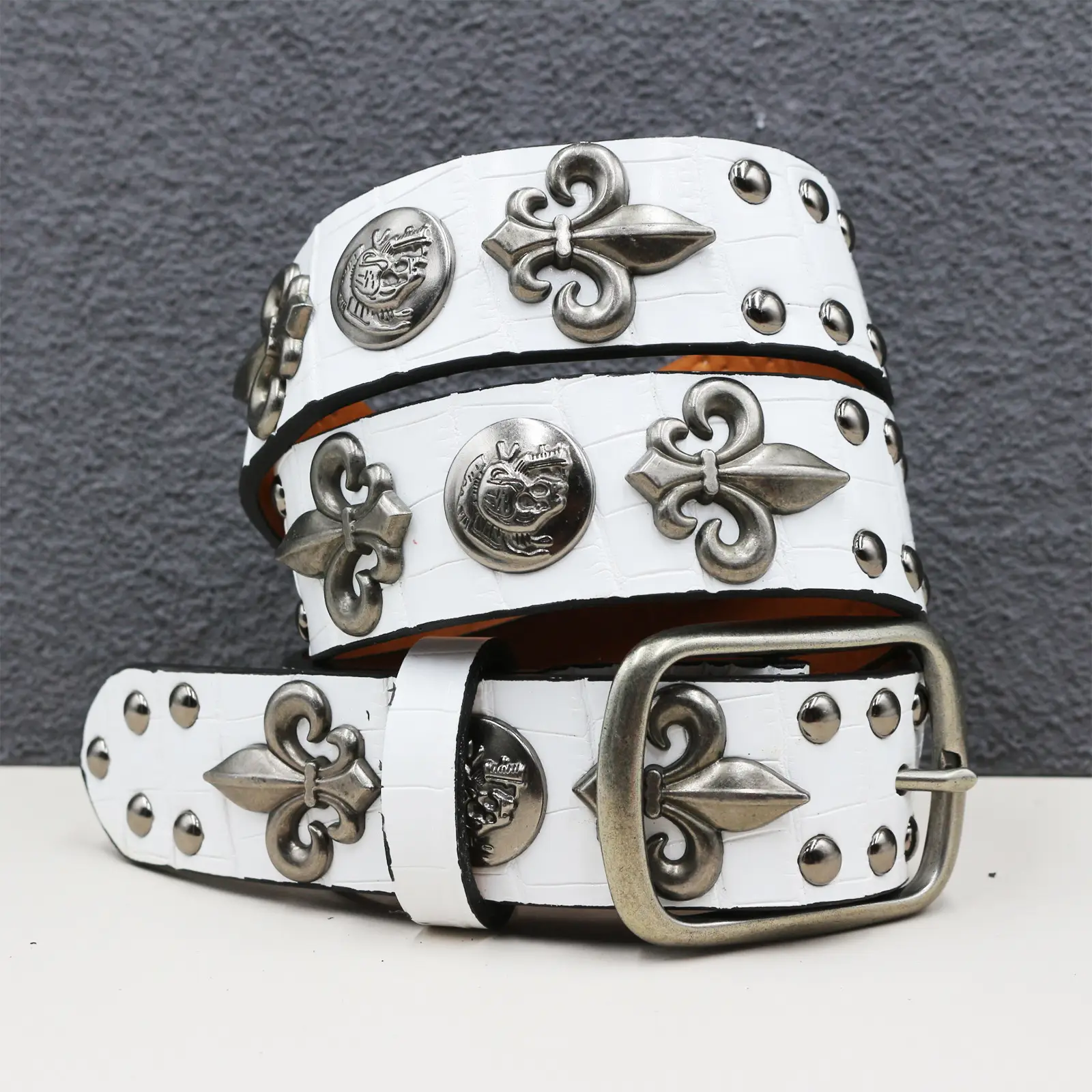 Black Cross Skull Rivet Belt for Men Women Wholesale - Image 59