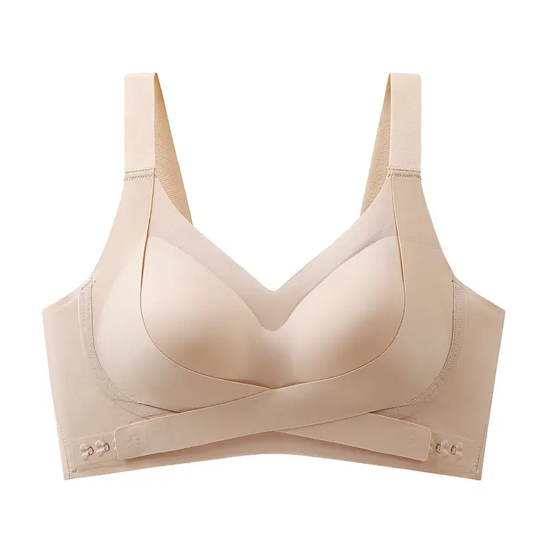 Women's Adjustable Black Anti-Sagging Bra with Wide Strap