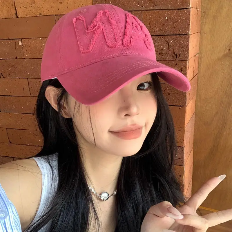 Large Letter Embroidered Pink Baseball Cap Women Spring Autumn Korean Style - Image 6