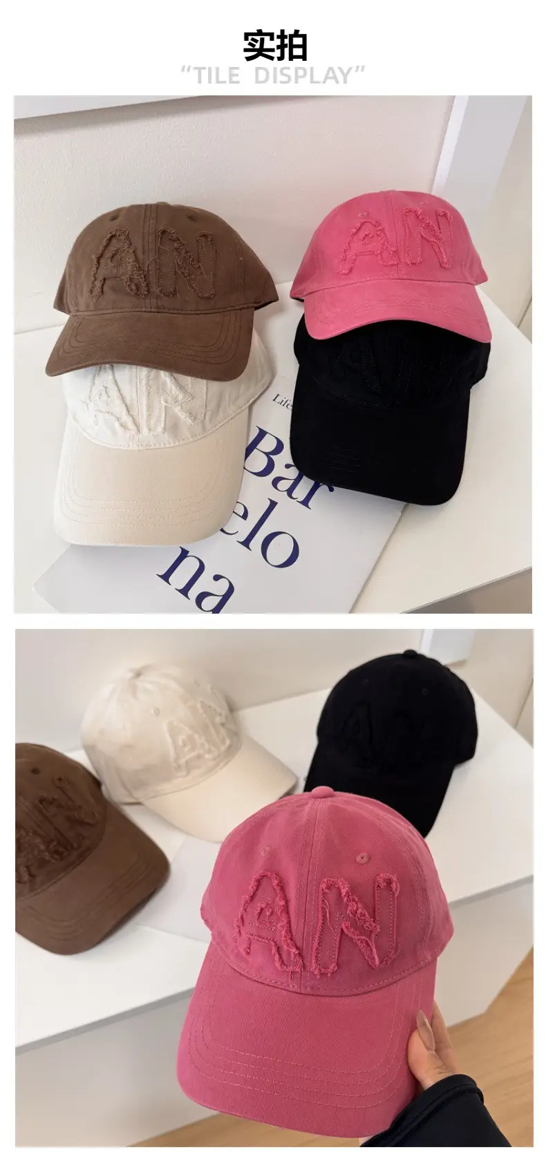 Large Letter Embroidered Pink Baseball Cap Women Spring Autumn Korean Style — feature 2