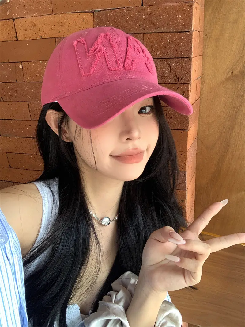 Large Letter Embroidered Pink Baseball Cap Women Spring Autumn Korean Style — feature 7