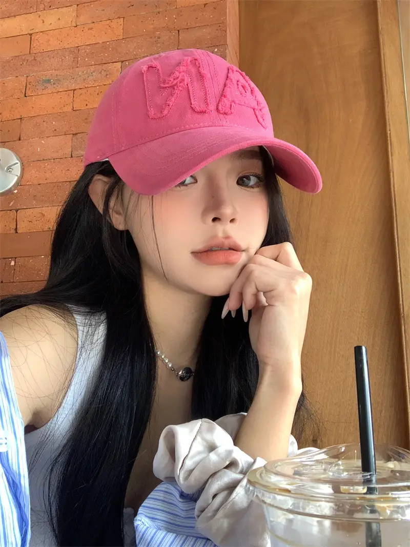 Large Letter Embroidered Pink Baseball Cap Women Spring Autumn Korean Style — feature 8