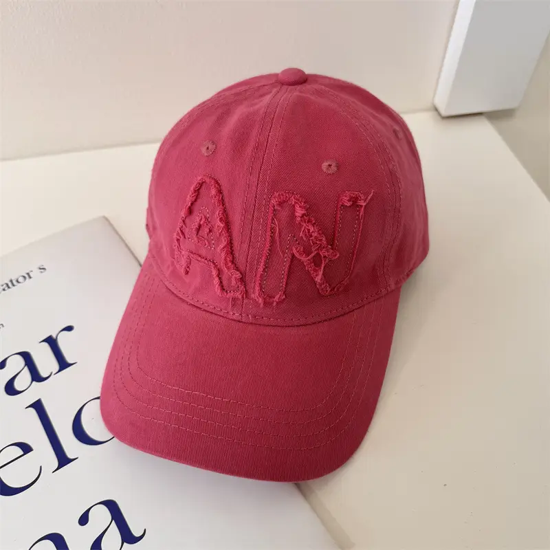 Large Letter Embroidered Pink Baseball Cap Women Spring Autumn Korean Style - Image 2