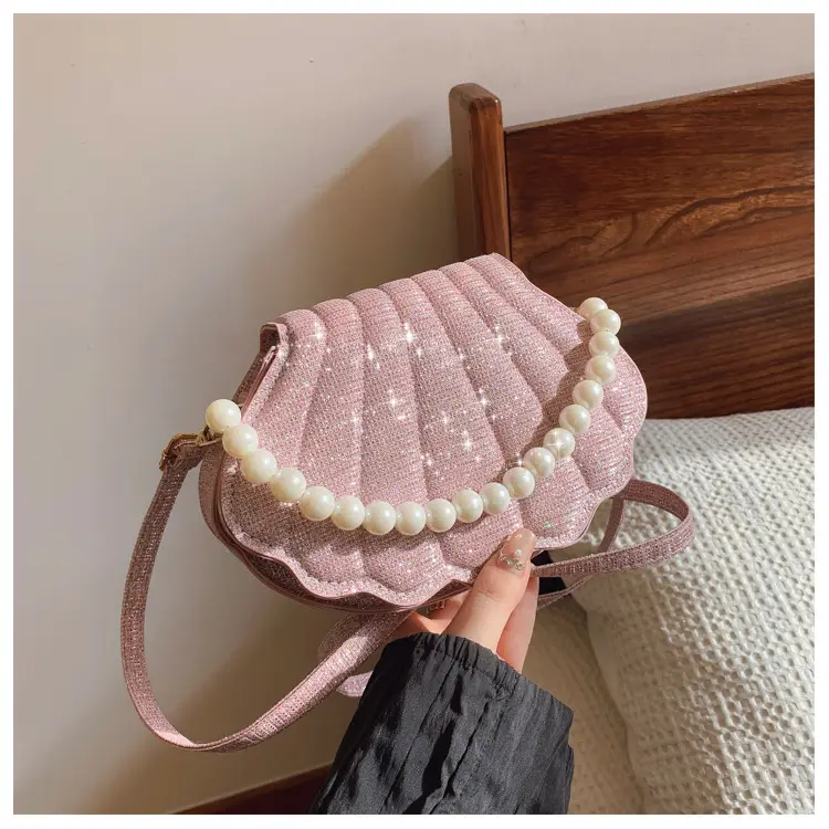 Pink Pearl Embellished Shoulder Bag for Women - Image 4