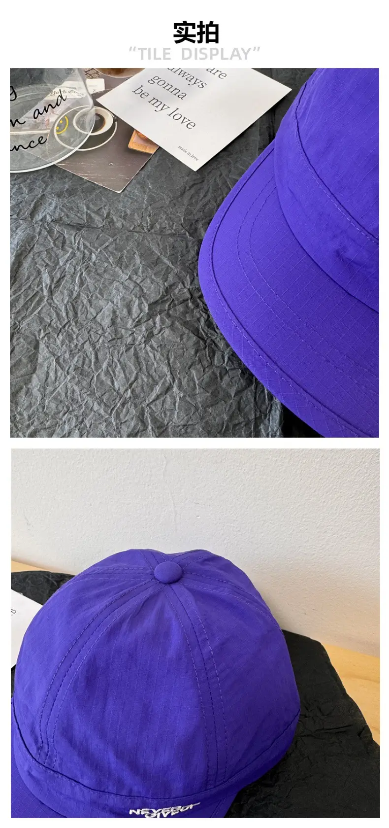 Japanese Style Unisex Brim Cap Blue White Quick Dry Sunshade — feature 4