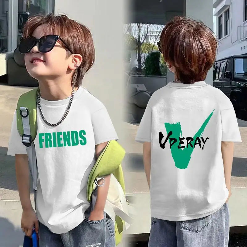 Boys Red Cotton T-Shirt with Dragon Back Design