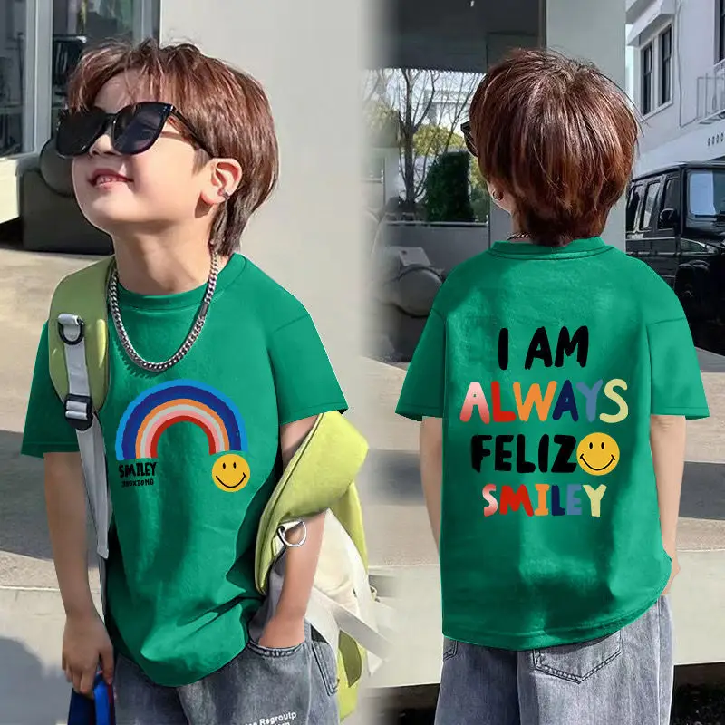 Boys Red Cotton T-Shirt with Dragon Back Design